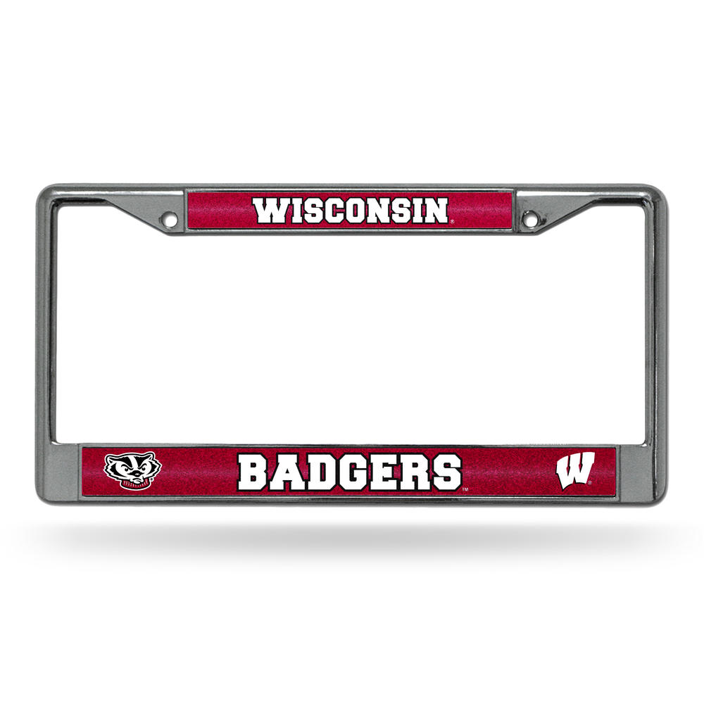 Rico Inc. Wisconsin Badgers Bling Chrome License Plate Frame