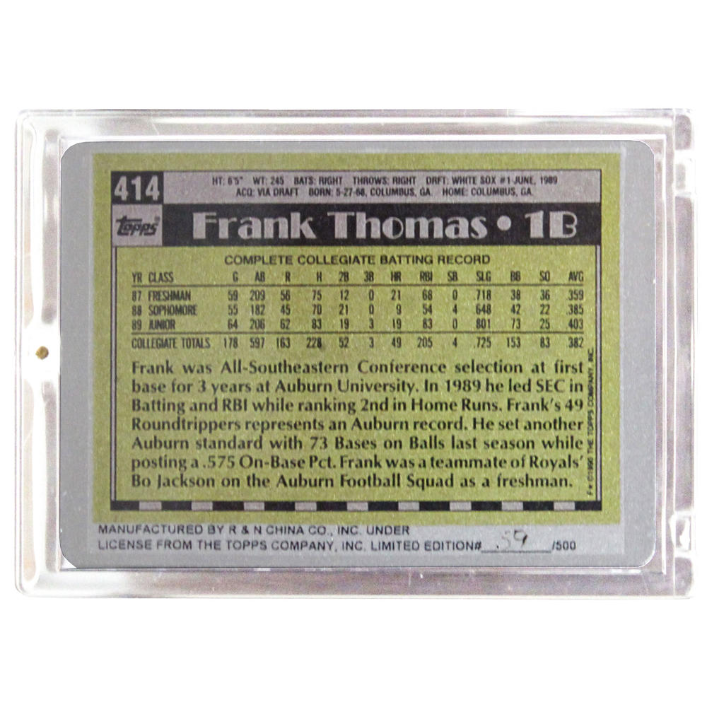 Topps Frank Thomas Topps 'The Keeper Series' Metal Rookie Baseball Card #'d out of 500