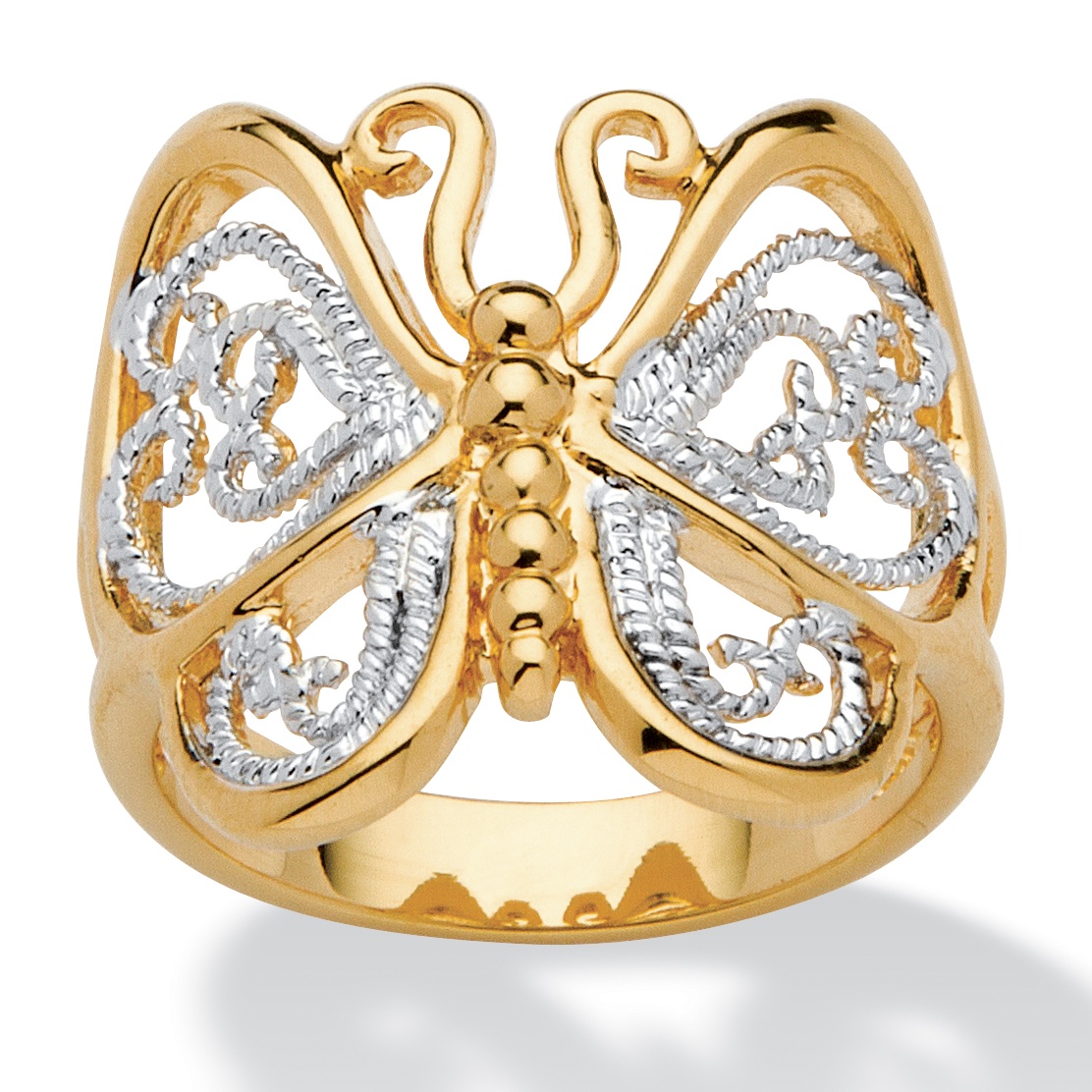 PalmBeach Jewelry Filigree Butterfly Ring in 18k Gold-Plated
