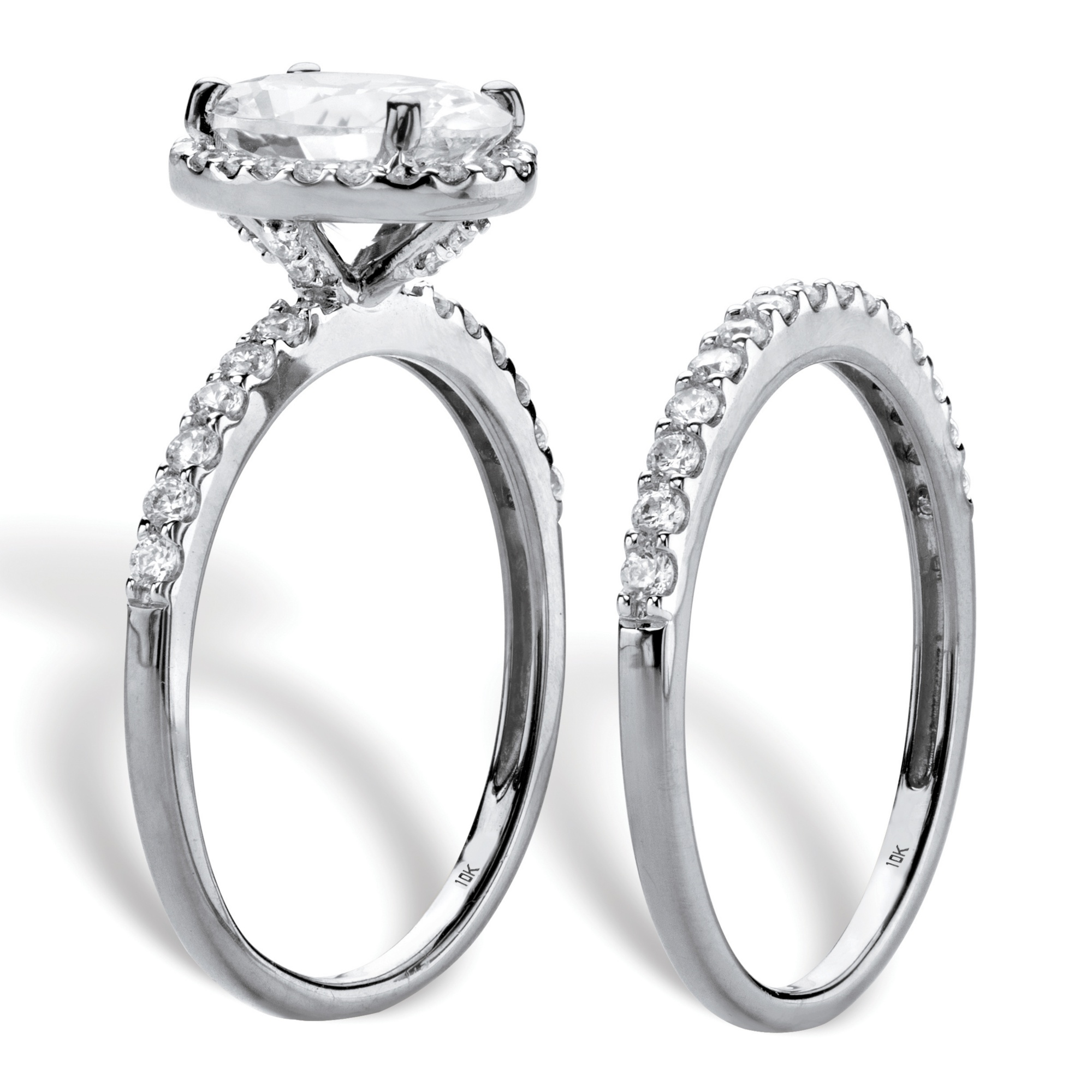 Palmbeach Jewelry Oval Cut Cubic Zirconia 2 Piece Halo Wedding
