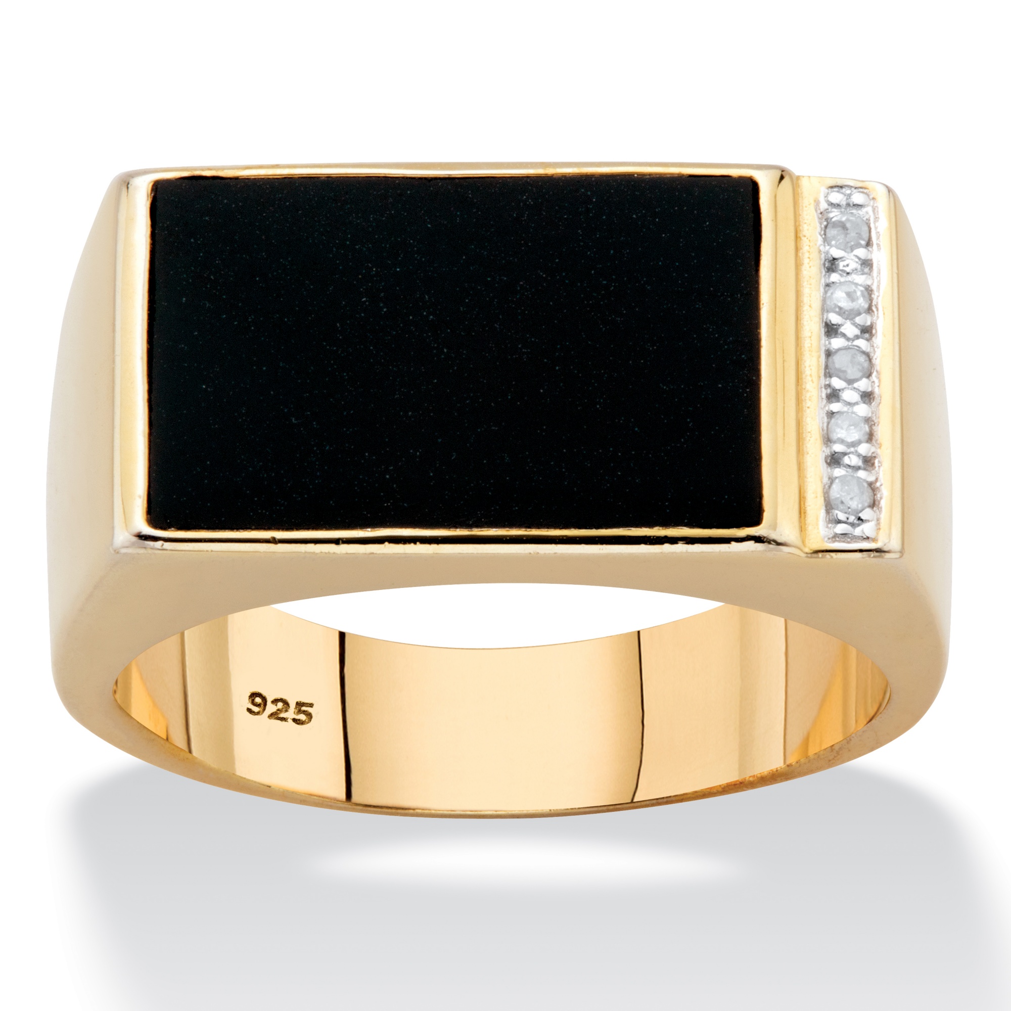 Palmbeach Jewelry Men S Genuine Black Onyx And Diamond Accent 14k Gold Over Sterling Silver Polished Rectangular Ring Palmbeach Jewelry Men S Genuine Black Onyx And Diamond Accent 14k Gold Over Sterling Silver Polished Rectangular Ring