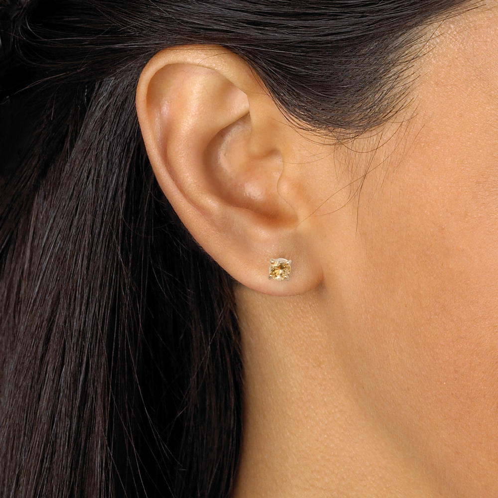 PalmBeach Jewelry 4.92 TCW 5-Pair Set of Genuine Multi-Gemstone Stud Earrings in Gold-Plated Sterling Silver
