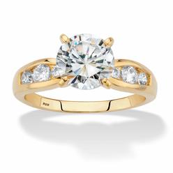 PalmBeach Jewelry Round Cubic Zirconia Channel-Set Engagement Ring 2.37 TCW in 14k Gold-plated Sterling Silver
