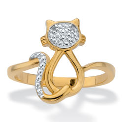 PalmBeach Jewelry Diamond Accent Openwork Cat Ring 18k Gold-Plated