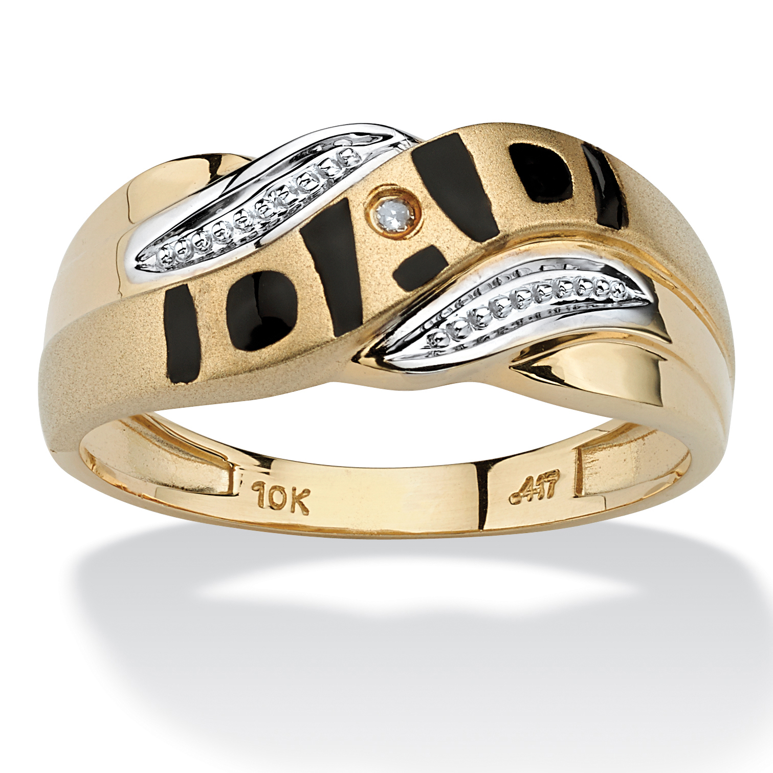 PalmBeach Jewelry Men's Diamond Accent "Dad" I.D. Ring in Solid 10k Yellow Gold