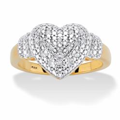 PalmBeach Jewelry Round Diamond Heart-Shaped Cluster Ring 1/10 TCW in 18k Gold-plated Sterling Silver