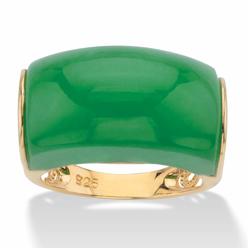 PalmBeach Jewelry Genuine Green Jade Lucky Symbols Dome Ring in 14k Gold-plated Sterling Silver