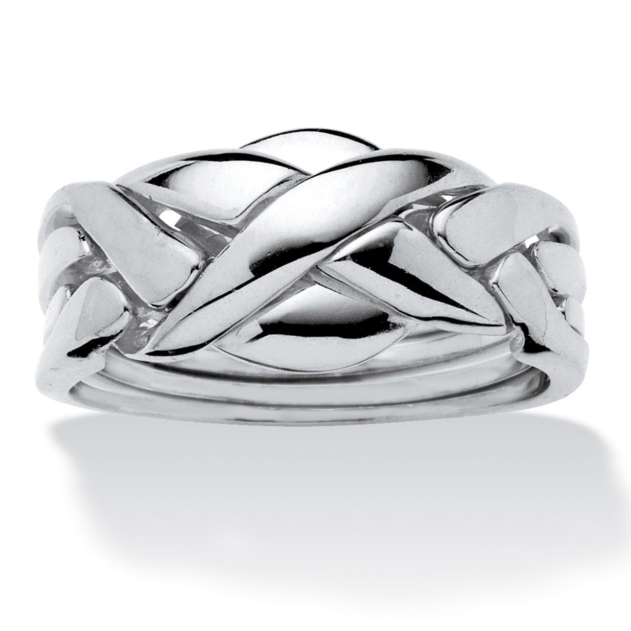 PalmBeach Jewelry Commitment Symbol Puzzle Ring Platinum-Plated