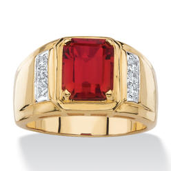 PalmBeach Jewelry Men's 3.71 TCW Genuine Red Garnet and Diamond Classic Ring 18k Gold-Plated