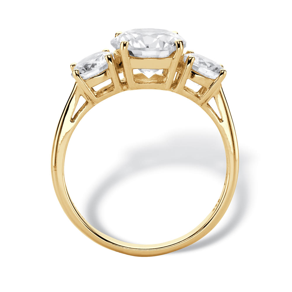 PalmBeach Jewelry Round Cubic Zirconia 3-Stone Engagement Ring 3 TCW in Solid 10k Yellow Gold
