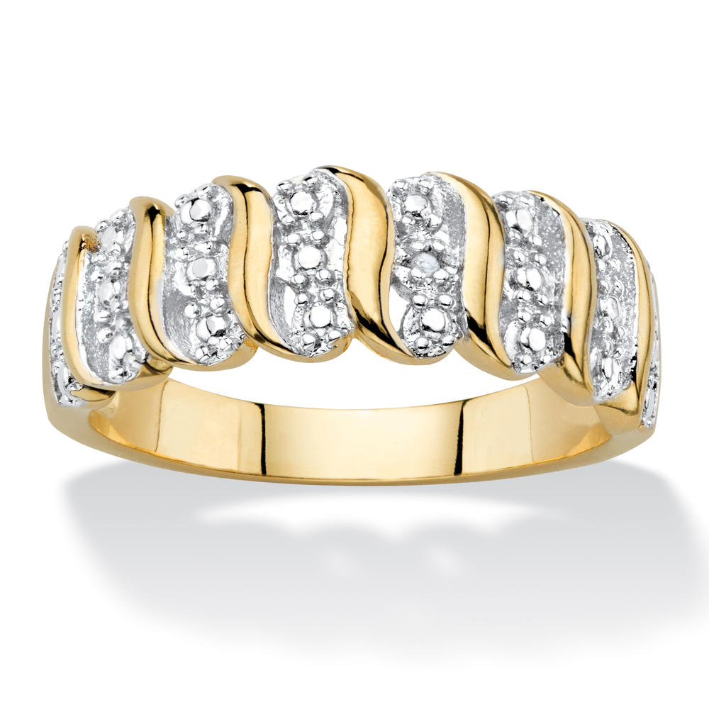 PalmBeach Jewelry Diamond Accent S-Link Ring Yellow Gold-Plated