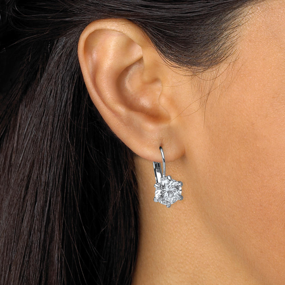 PalmBeach Jewelry 8 TCW Round Cubic Zirconia Drop Earrings Platinum-Plated