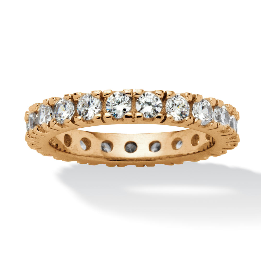 PalmBeach Jewelry 1.54 TCW Round Cubic Zirconia Eternity Band in 18k Gold-plated Sterling Silver