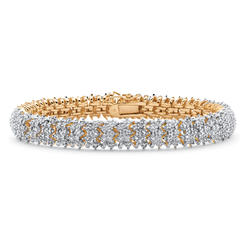 PalmBeach Jewelry 1/4 TCW Diamond Snake-Link Bracelet 18k Gold-Plated