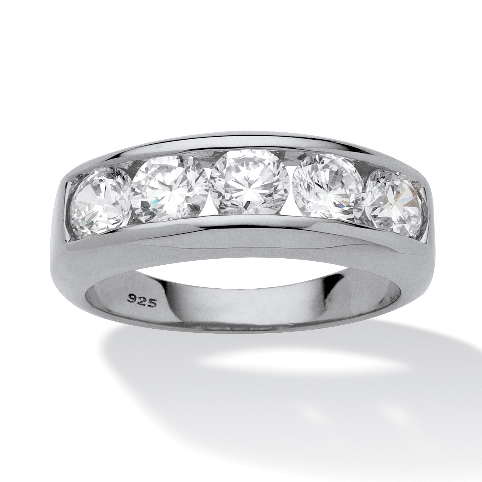 PalmBeach Jewelry Men's 2.50 TCW Round Cubic Zirconia Ring in Platinum-plated Sterling Silver
