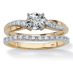 PalmBeach Jewelry 1/4 TCW Round Diamond 2-Piece Bridal Set in Solid 10K Gold