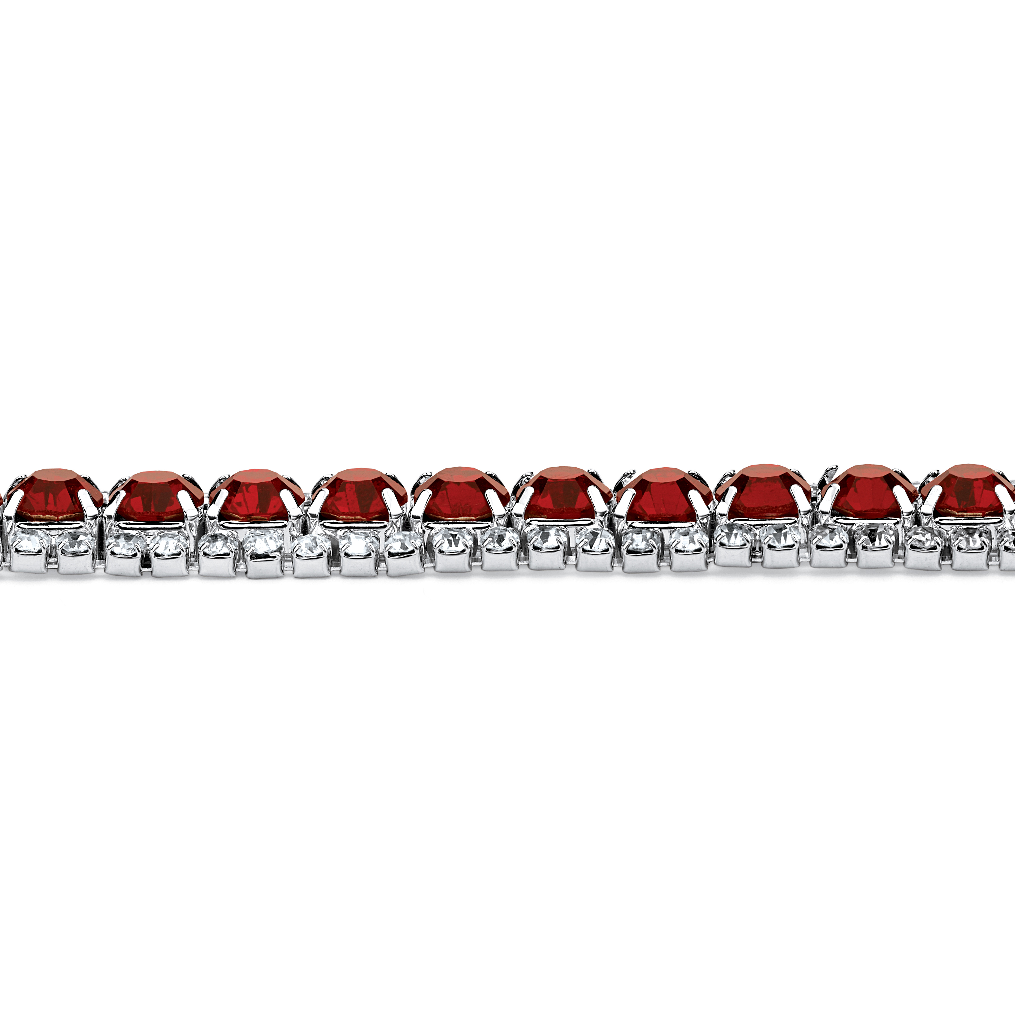 PalmBeach Jewelry Round Simulated Birthstone and Crystal Accent Tennis Bracelet in Silvertone 7"