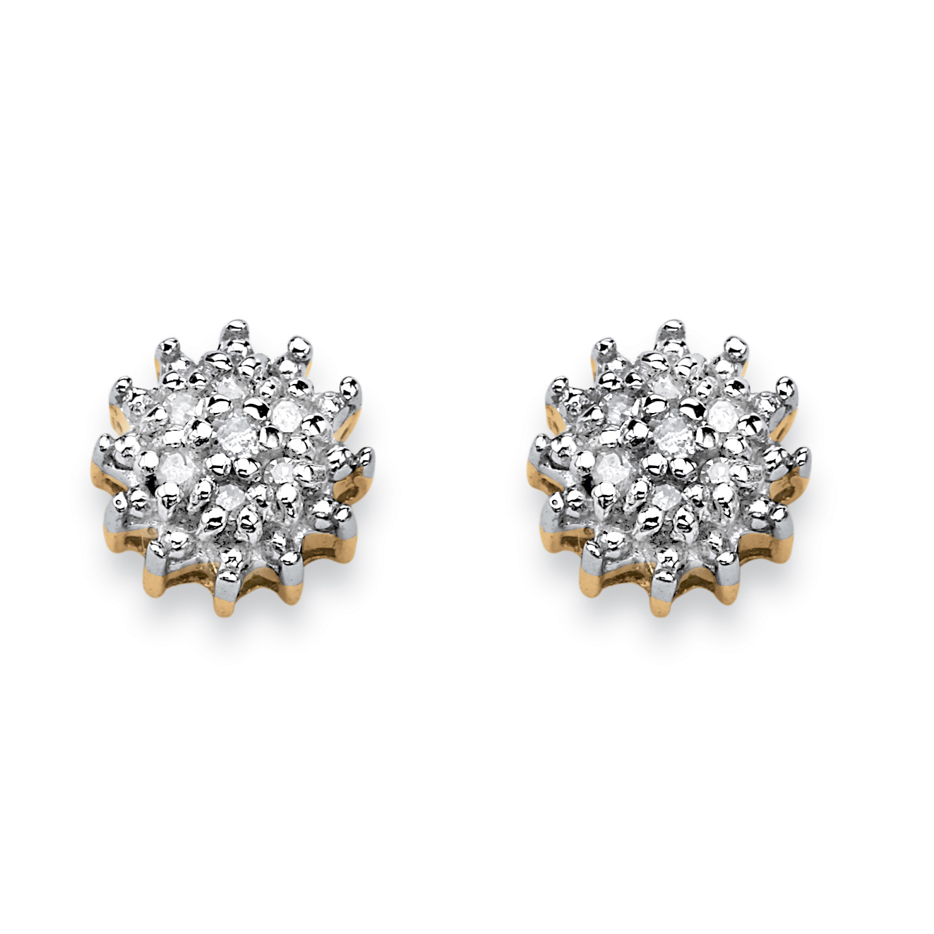 PalmBeach Jewelry Diamond Accent Starburst Stud Earrings in Solid 10k Yellow Gold
