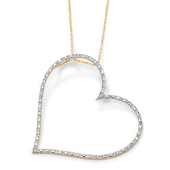 PalmBeach Jewelry Diamond Accent Heart Pendant and Rope Chain in Solid 10k Yellow Gold 18"