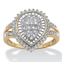 PalmBeach Jewelry 1/10 TCW Round Diamond Pear-Shaped Ballerina Setting Ring in 10k Gold