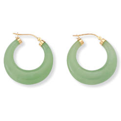 PalmBeach Jewelry Jade 14k Yellow Gold Hoop Earrings (1")