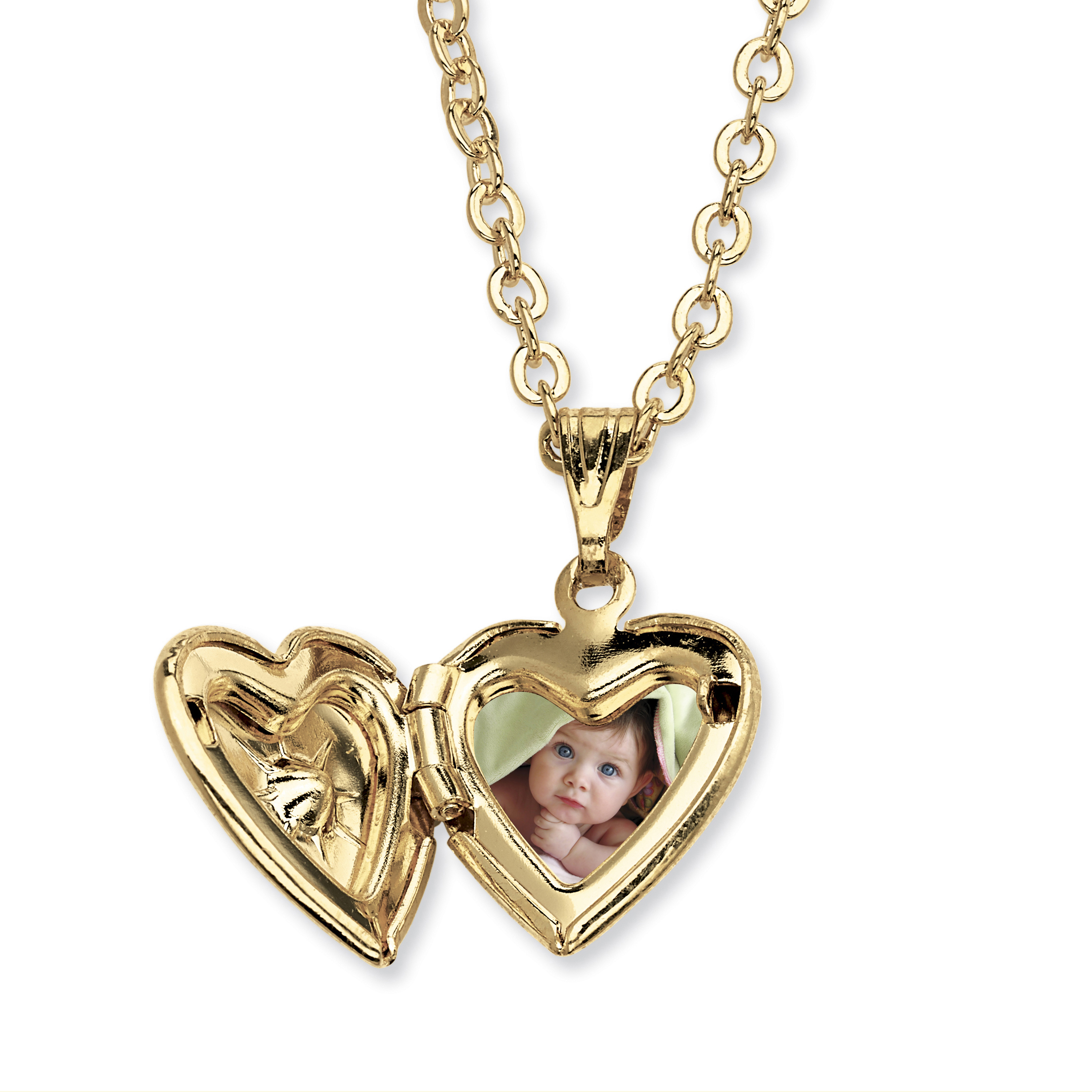 PalmBeach Jewelry Simulated Birthstone Heart Locket Necklace in Yellow Goldtone