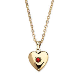 PalmBeach Jewelry Simulated Birthstone Heart Locket Necklace in Yellow Goldtone