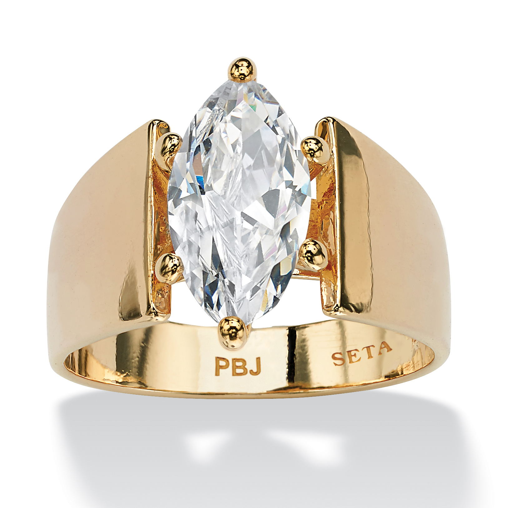 PalmBeach Jewelry Marquise-Cut Cubic Zirconia Solitaire Engagement Anniversary Ring 2.48 TCW in Gold-Plated