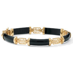PalmBeach Jewelry Genuine Onyx Longevity Bracelet in Gold-Plated
