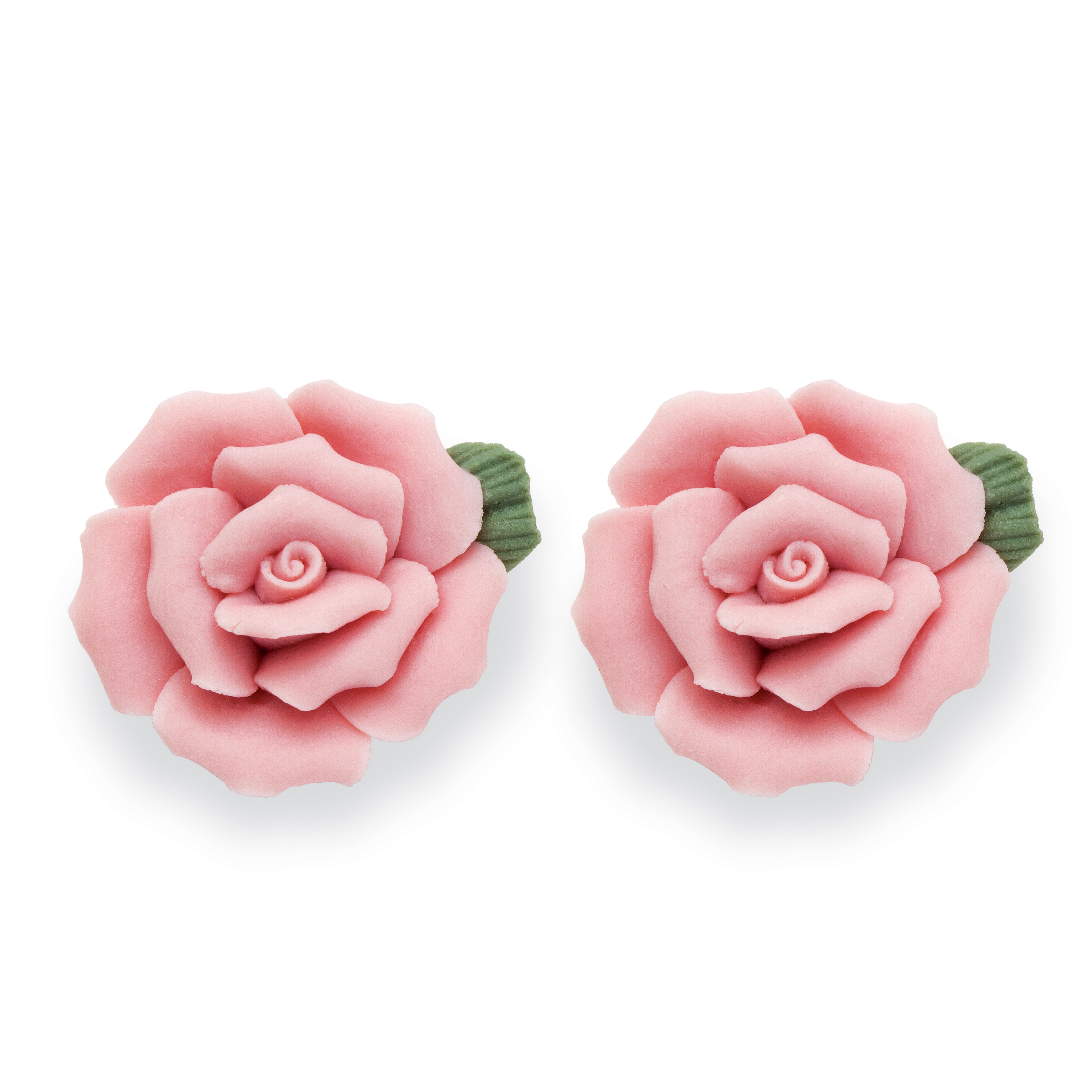 PalmBeach Jewelry Pink Ceramic Blooming Rose Stud Earrings with Surgical Steel Posts