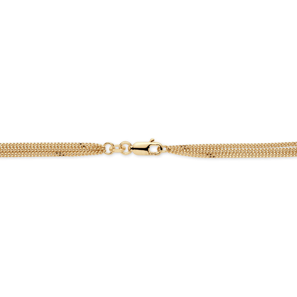 PalmBeach Jewelry Open Heart Station Triple-Strand Ankle Bracelet in 14k Yellow Gold-plated Sterling Silver 10"