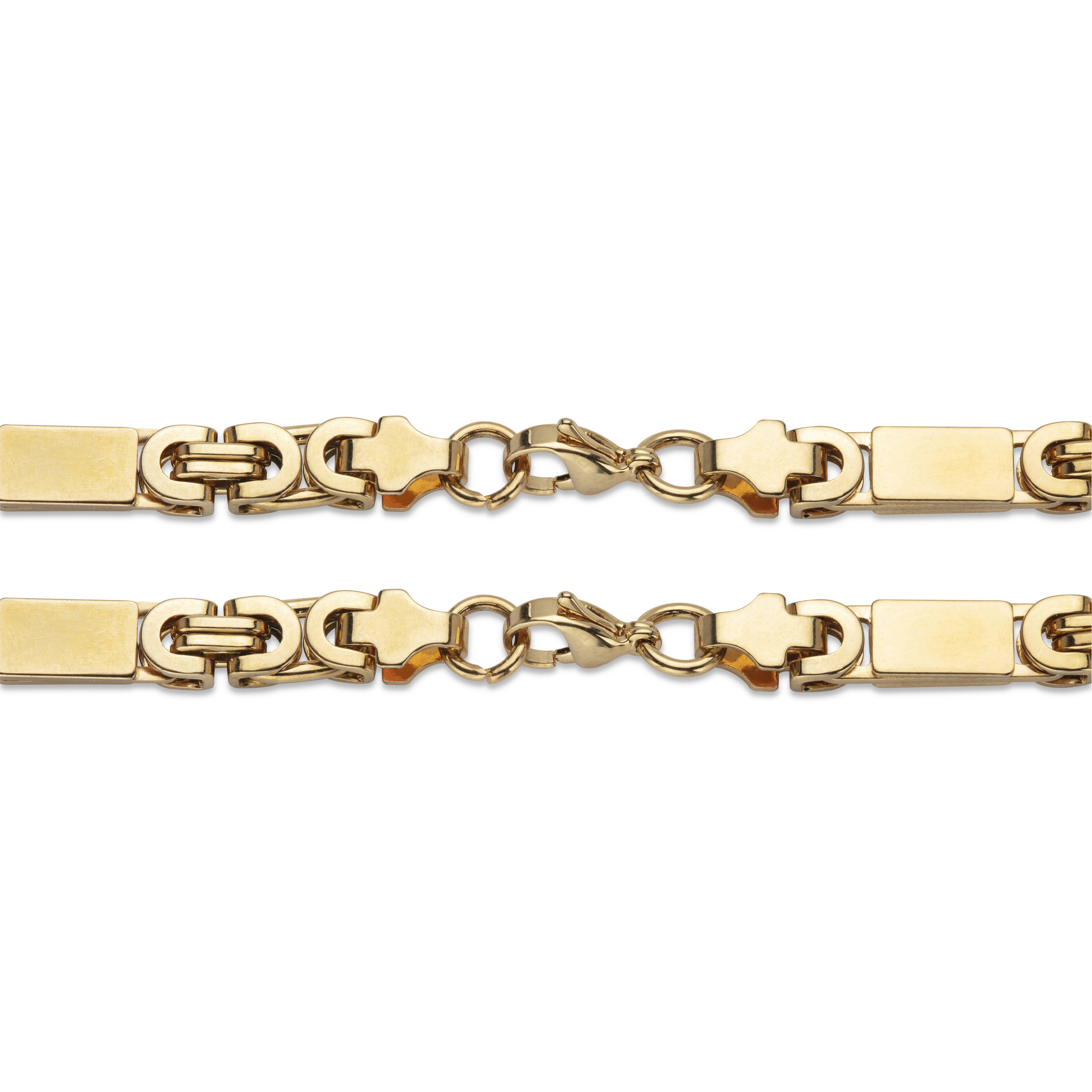 PalmBeach Jewelry Men's 2 Piece Flat Byzantine-Link Gold Ion-Plated Stainless Steel Chain Set (6mm) 9" & 22" Lengths