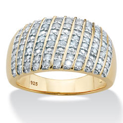 PalmBeach Jewelry Diamond Multi-Row Dome Ring 1/2 TCW in 14k Gold-plated Sterling Silver