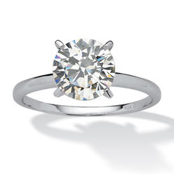PalmBeach Jewelry 2 Carat Round Cubic Zirconia Solitaire Ring in Solid 10k White Gold