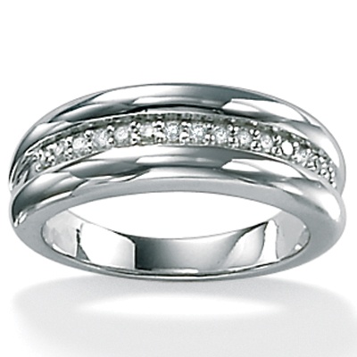 PalmBeach Jewelry 1/7 TCW Round Diamond Platinum Over Sterling Silver Anniversary Ring Wedding Band