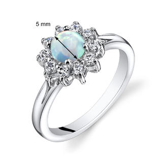 peora Peora Created Opal Daisy Ring Sterling Silver CZ Accent