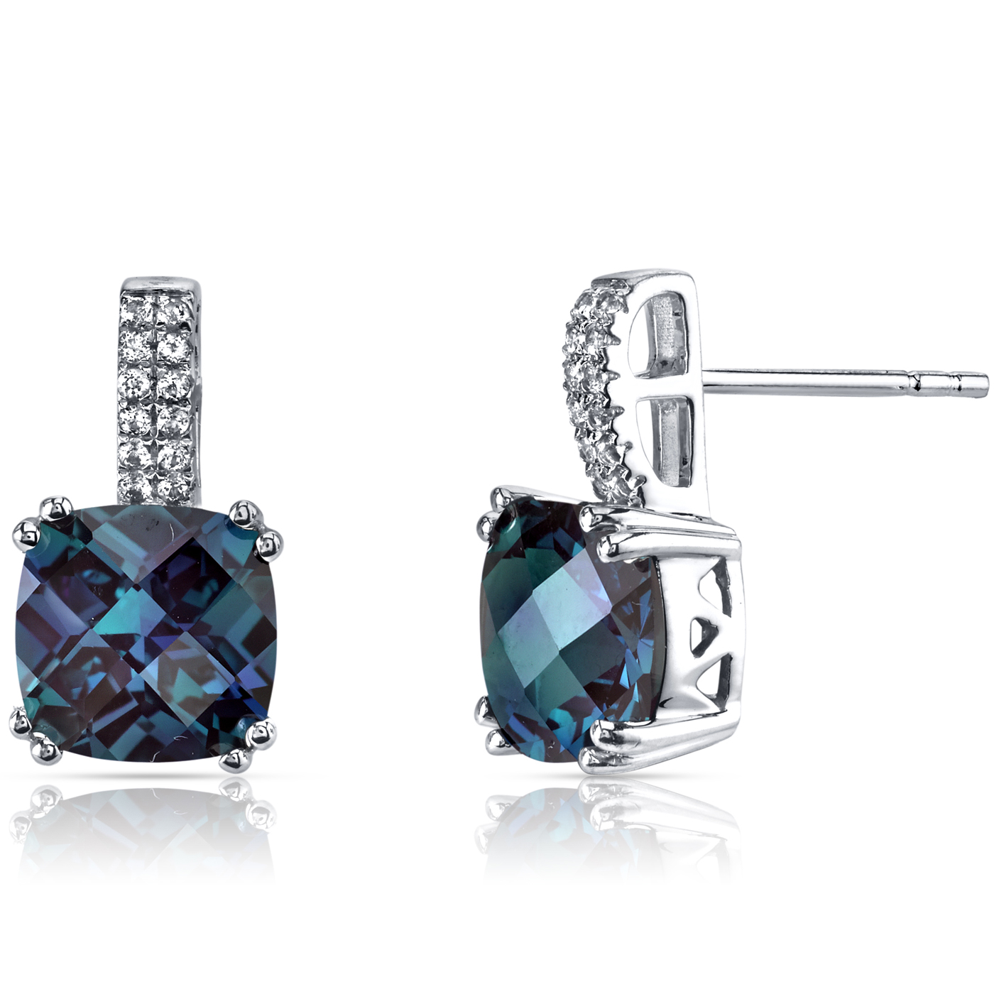 Earrings Alexandrite Sears Peora 14k White Gold Created Alexandrite Earrings Cushion Checkerboard Cut 5 00 Carats