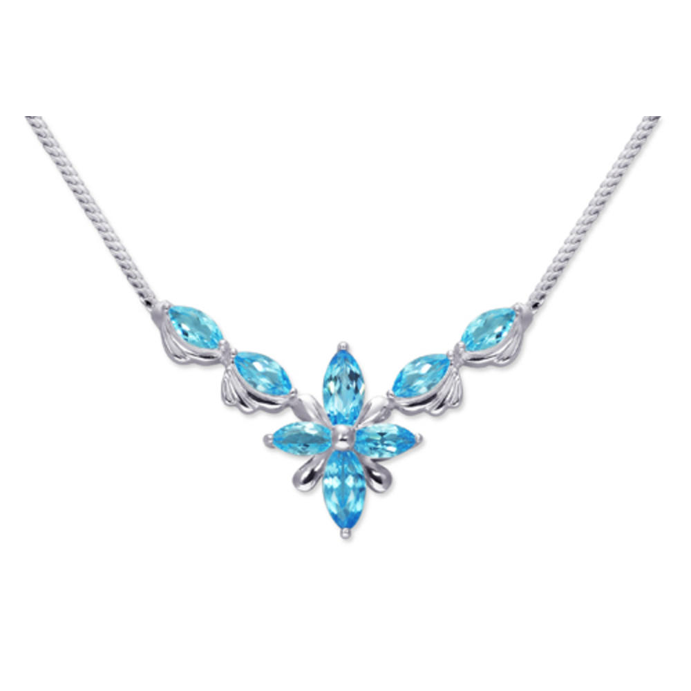 peora Full Body 5.25 carats total weight Marquise Shape Swiss Blue Topaz Multi-Gemstone Necklace in Sterling Silver