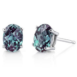 Earrings Alexandrite Sears Peora 14 Kt White Gold Oval Shape 2 00 Ct Alexandrite Earrings