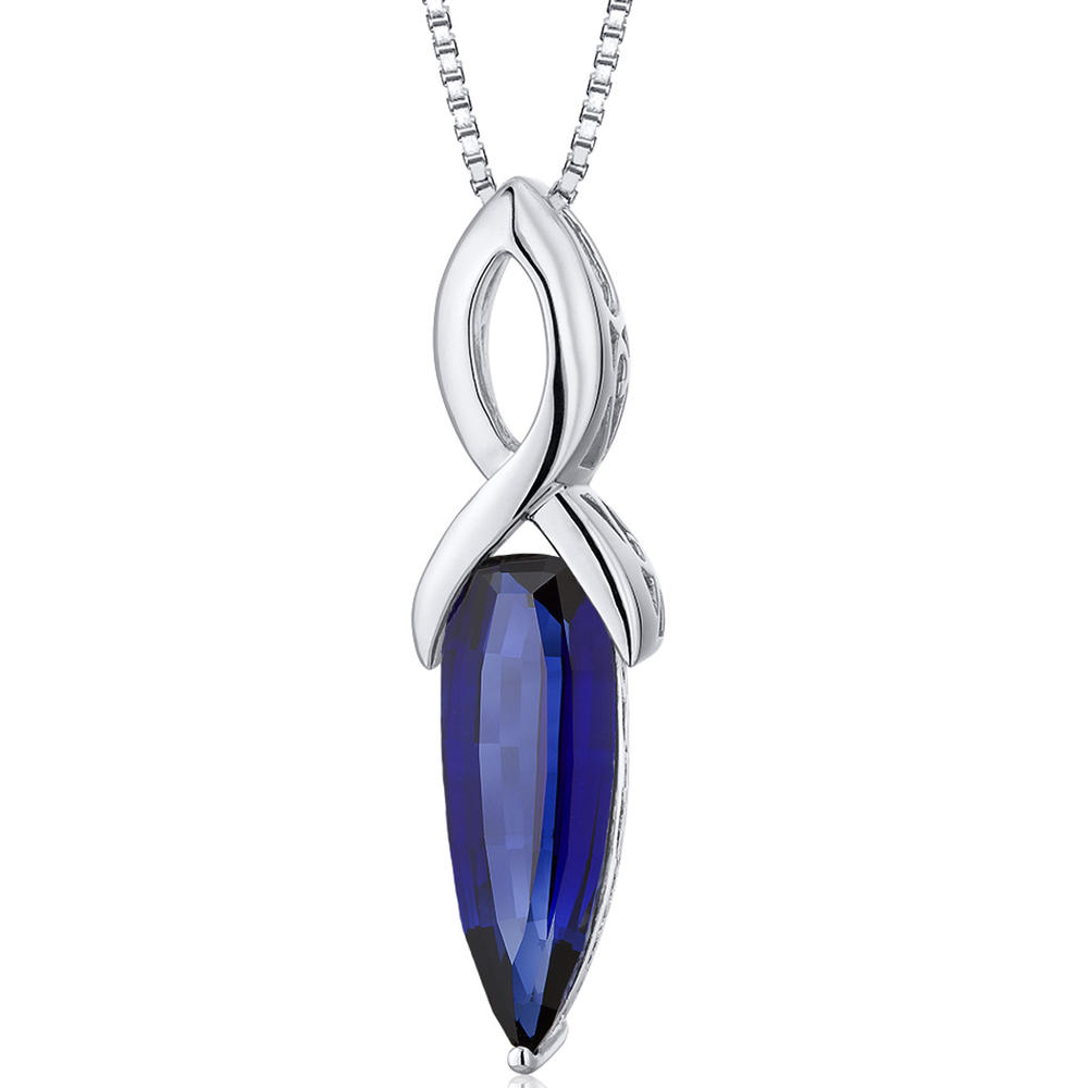 peora 7.00 carats Half Marquise Buff Top Sterling Silver Blue Sapphire Pendant