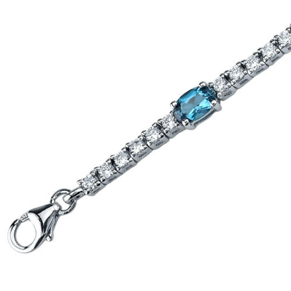 peora London Blue Topaz Line Bracelet Sterling Silver 3.75 Carats