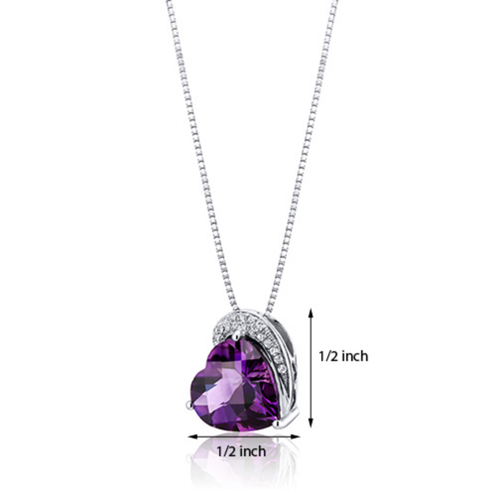 peora Tilted Heart Shape 3.00 carats Sterling Silver Amethyst Pendant