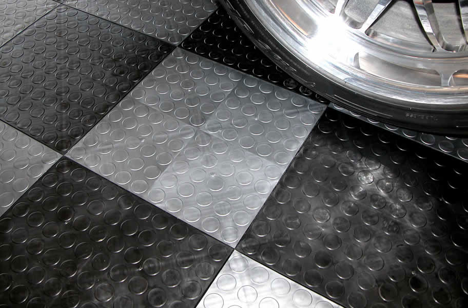 Incstores Coin Grid-Loc Garage Flooring Tiles 12x12in 24 Tile Packs 24 Sqft Graphite