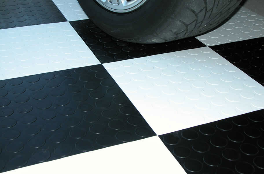 Incstores Coin Grid-Loc Garage Flooring Tiles 12x12in 24 Tile Packs 24 Sqft Graphite