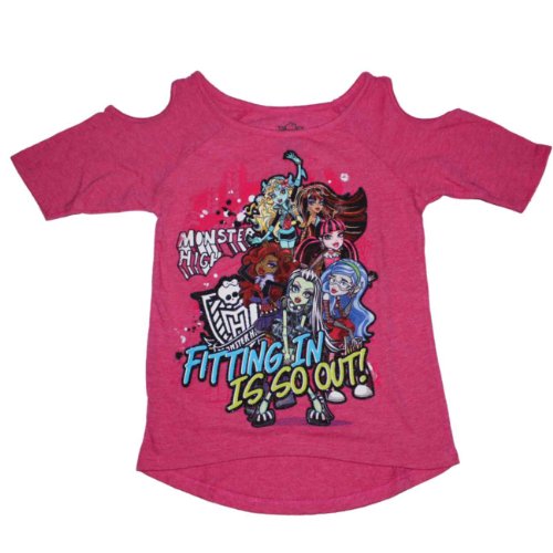Monster High Fitting In Cut-Out Shoulder Girls Shirt (S (6/6X))