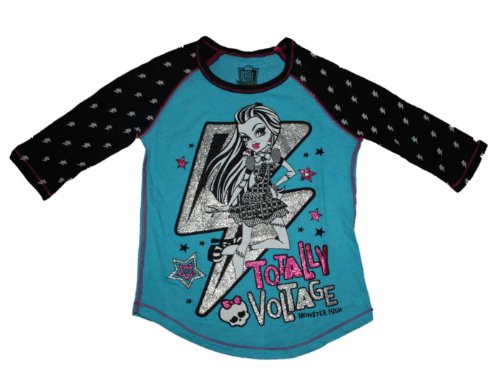 Monster High Totally Voltage Girls 3/4 Length Sleeve Shirt (M (7/8))