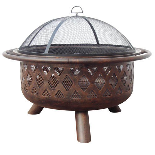 Fireside Wood Burning Oil Rubbed Bronze Fire Bowl With Criss-Cross Design