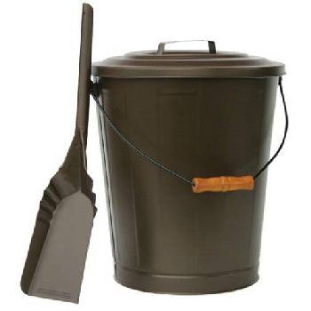 UniFlame Bronze Finish Ash Bin With Lid And Shovel