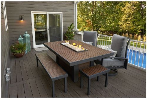 Darlee Counter Height Propane Fire Pit Dining Table Outdoor Great Room Greatroom Kenwood Linear Dining Height Gas Fire Pit Table