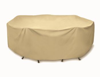 Two Dogs 108" Round Table Set Cover - Khaki